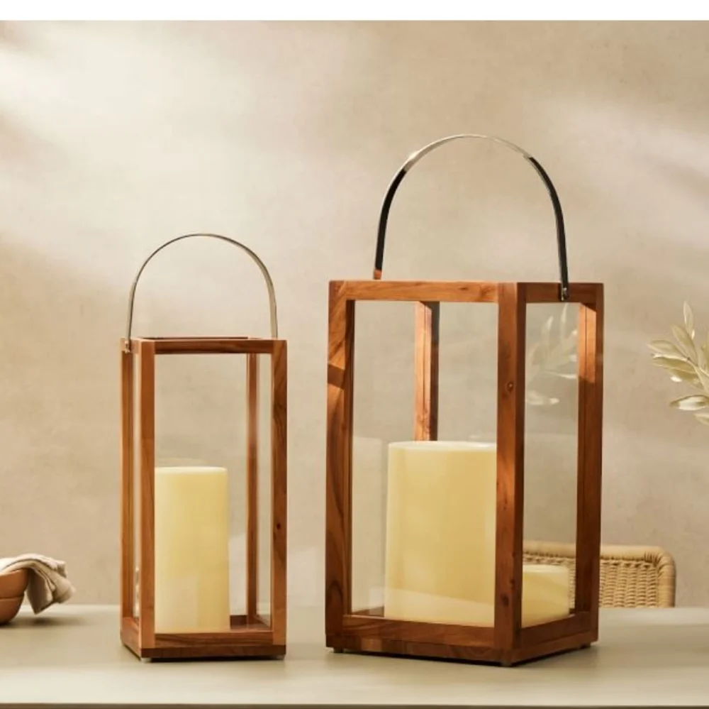 West Elm Simple Wood Lanter Size Large